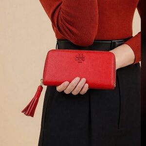 Tory Burch Taylor Zip Continental Wallet Poppy Orange